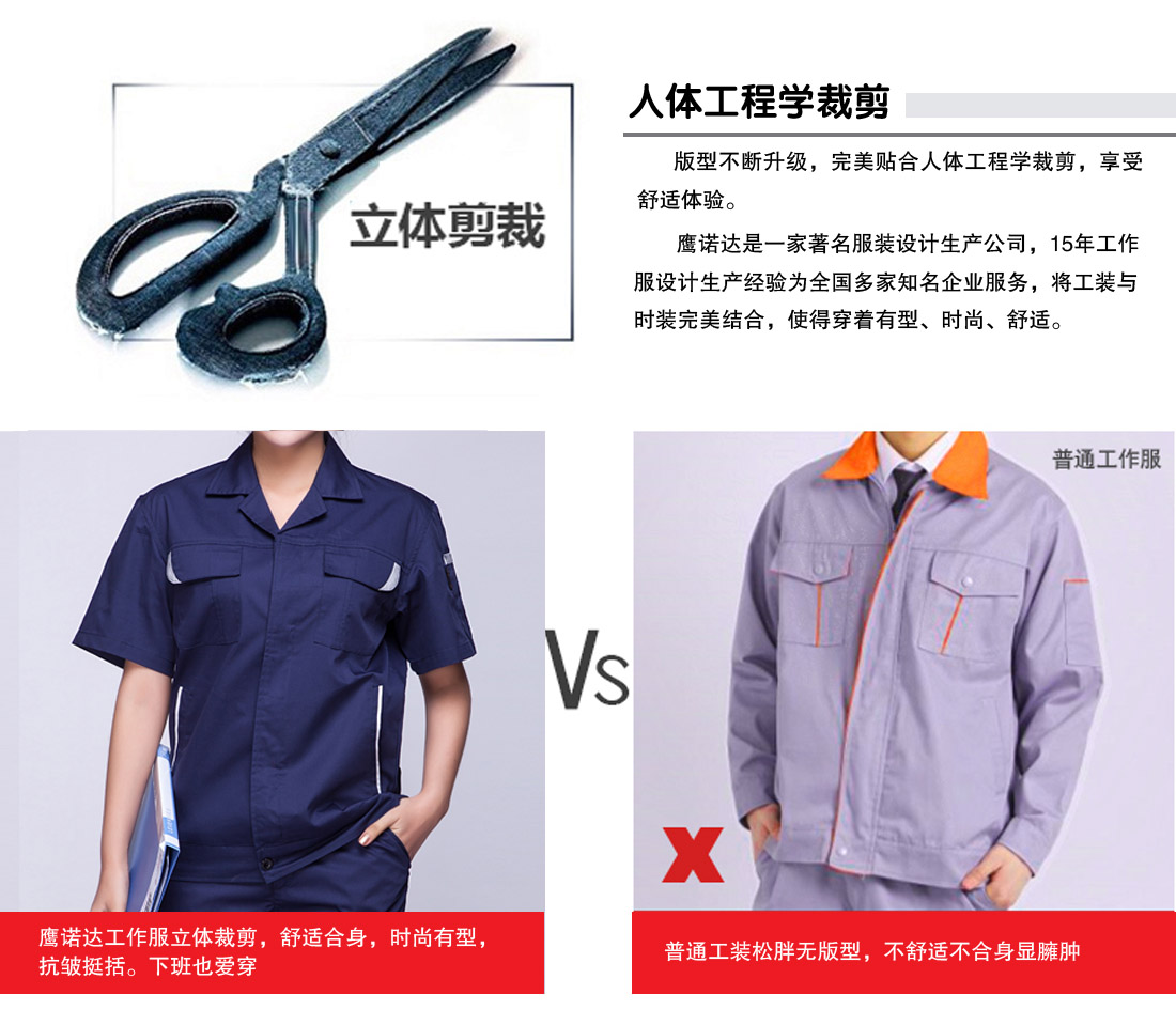 夏季工作服細(xì)節(jié)款式對比